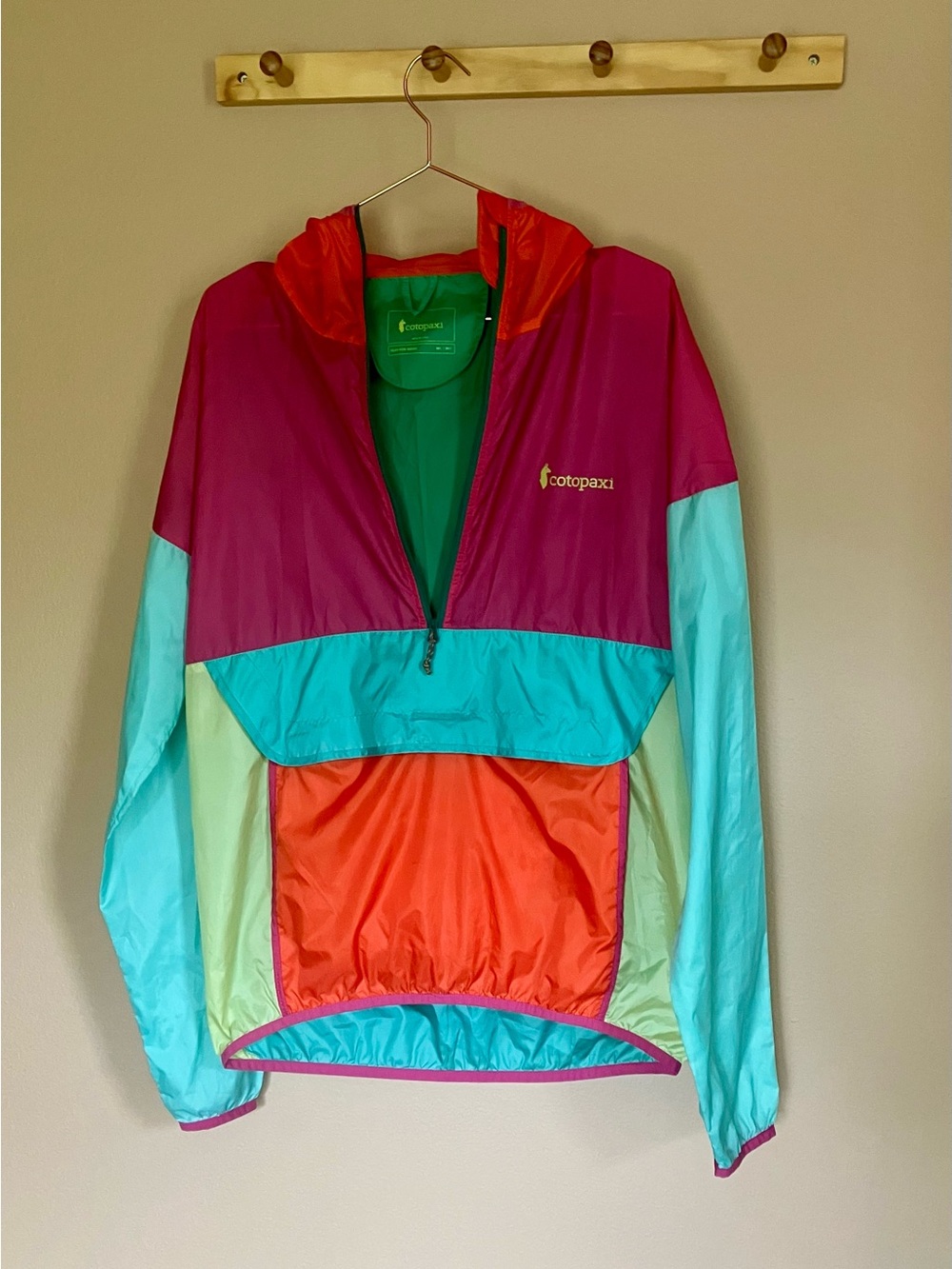 cotopaxi Pullover Colorblock Jacket in Teal, Coral, Magenta, Aqua